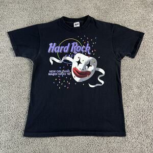 Vintage Hard Rock Cafe Shirt Mens Large Mardi Gras New Orleans Mask 90s Tee